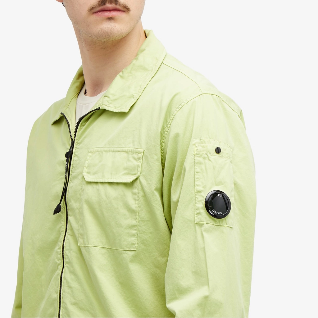 CP Company Men's Gabardine Zipped Shirt White Pear